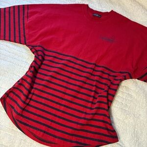 Vibrant Red and Black Striped Men's Tee